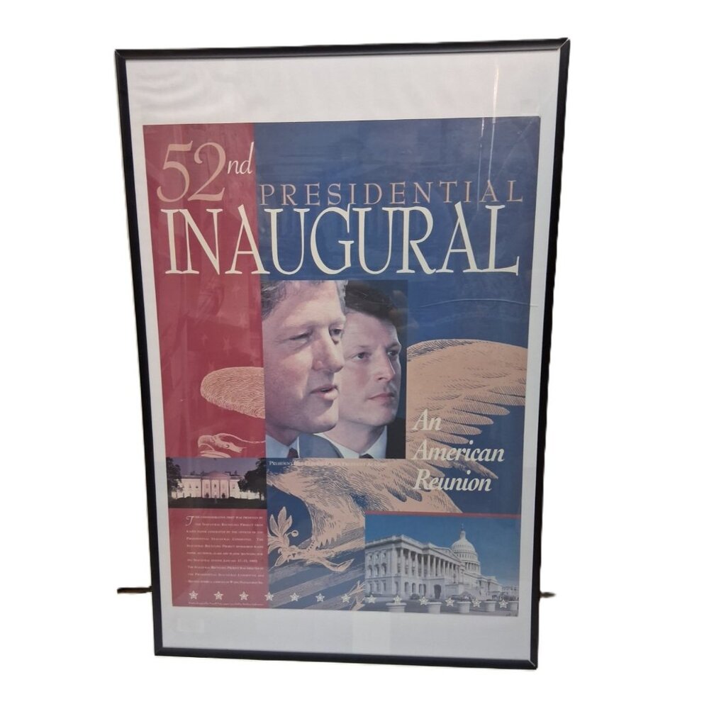 1993 Clinton Gore 52nd Presidential Inaugural Poster Framed An American Reunion